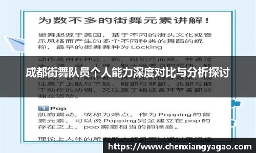 成都街舞队员个人能力深度对比与分析探讨
